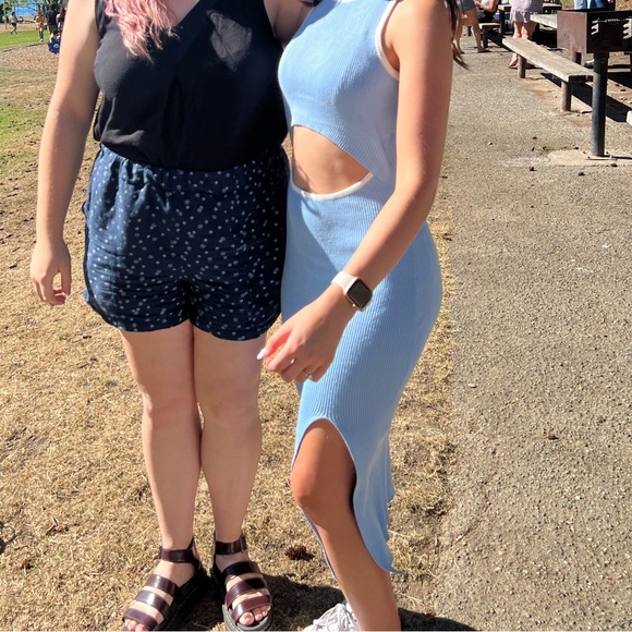 Light Blue Bodycon Cutout Midi Dress - Picture 4 of 5